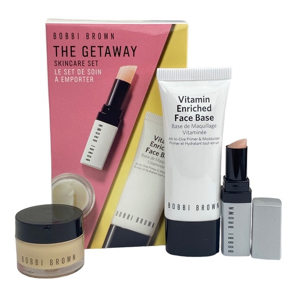 Bobbi Brown 3‎ Piece Skincare Set The Getaway Travel Size Face Base Lip Tint NIB - Picture 1 of 6